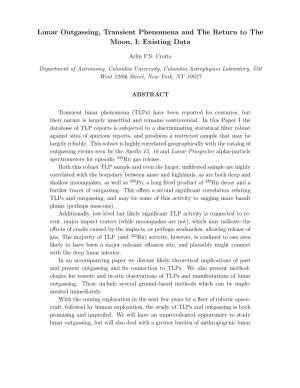 Lunar Outgassing, Transient Phenomena and the Return to the Moon, I: Existing Data