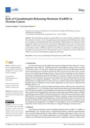 Role of Gonadotropin-Releasing Hormone (Gnrh) in Ovarian Cancer