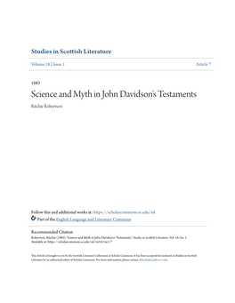 Science and Myth in John Davidson's Testaments Ritchie Robertson