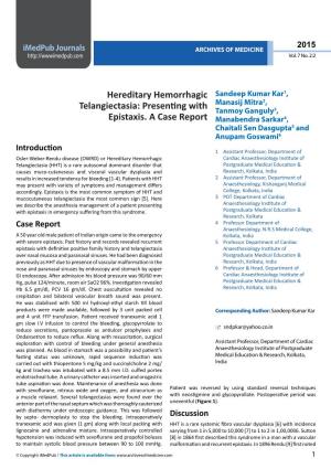 Hereditary Hemorrhagic Telangiectasia’ Present in 75% HHT1 and 44% HHT2 Patients [39]