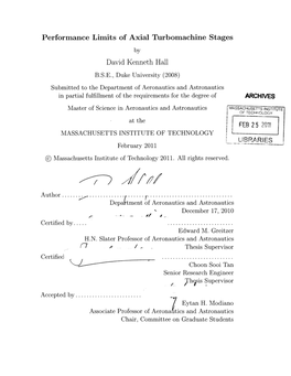 Performance Limits of Axial Turbomachine Stages David Kenneth Hall