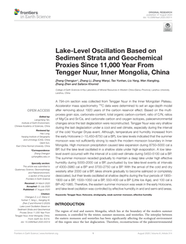 Lake-Level Oscillation Based on Sediment Strata and Geochemical Proxies Since 11,000 Year from Tengger Nuur, Inner Mongolia, China