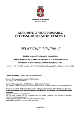 Documento Programmatico Del Piano Regolatore Generale