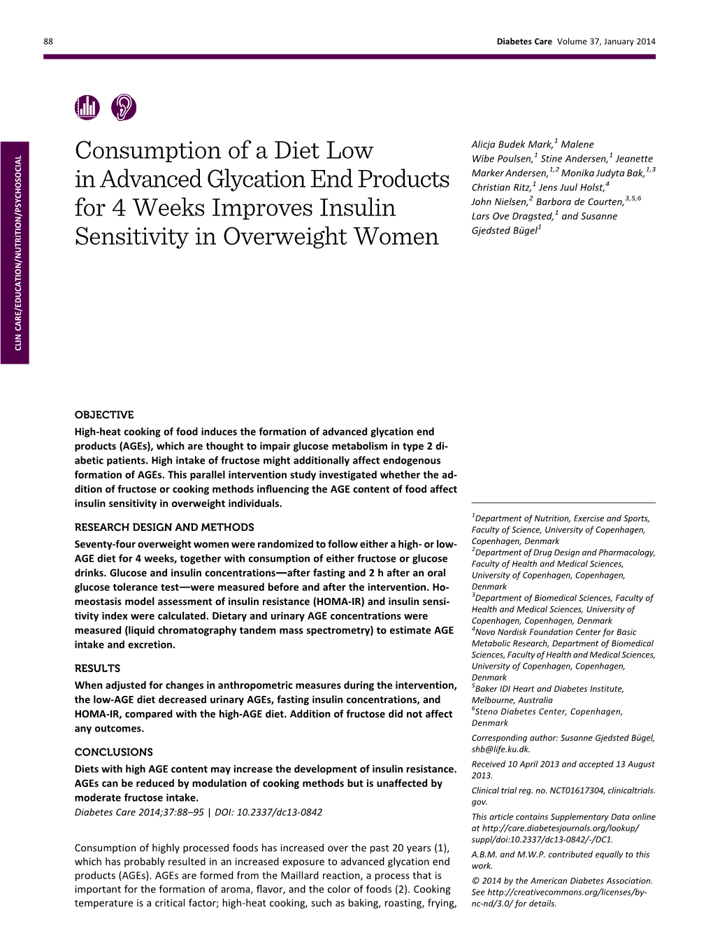 Consumption of a Diet Low in Advanced Glycation End Products