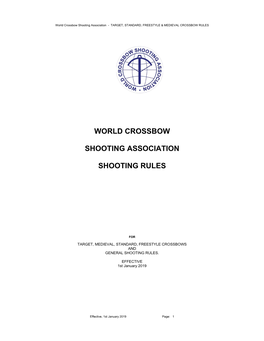World Crossbow Shooting Association - TARGET, STANDARD, FREESTYLE & MEDIEVAL CROSSBOW RULES