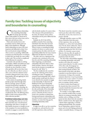 Family Ties: Tackling Issues of Objectivity and Boundaries in Counseling