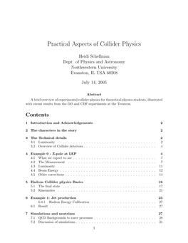 Practical Aspects of Collider Physics