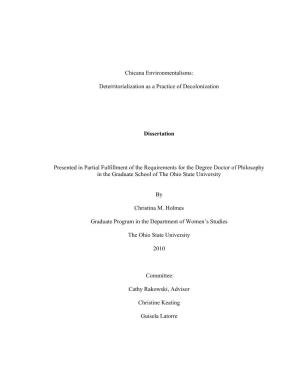 Chicana Environmentalisms: Deterritorialization As a Practice Of