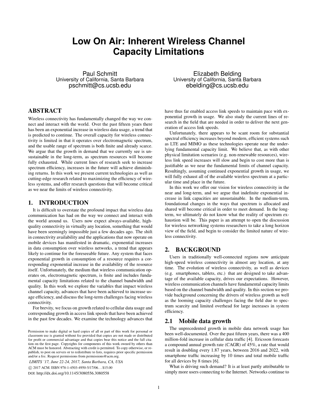 Inherent Wireless Channel Capacity Limitations