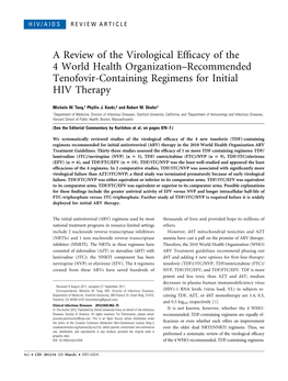 A Review of the Virological Efficacy of the 4 World Health