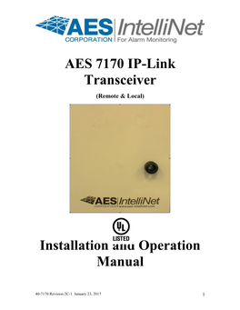 AES 7170 IP-Link Transceiver Installation and Operation Manual