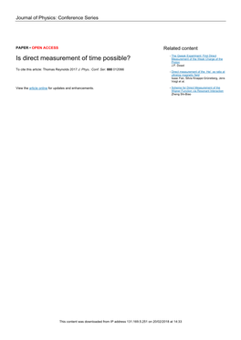 Is Direct Measurement of Time Possible? Measurement of the Weak Charge of the Proton J.F