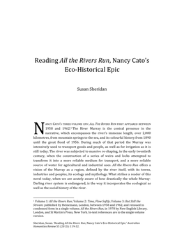 Reading All the Rivers Run, Nancy Cato's Eco-Historical Epic