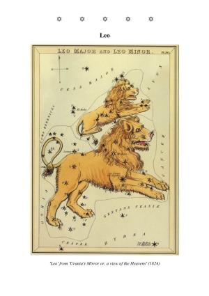 'Leo' from 'Urania's Mirror Or, a View of the Heavens' (1824)