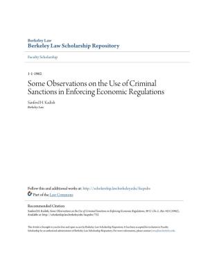 Some Observations on the Use of Criminal Sanctions in Enforcing Economic Regulations Sanford H