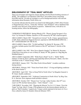 Operation Tidal Wave Article Bibliography