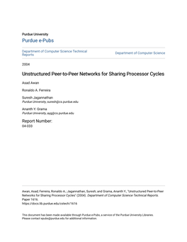 Unstructured Peer-To-Peer Networks for Sharing Processor Cycles