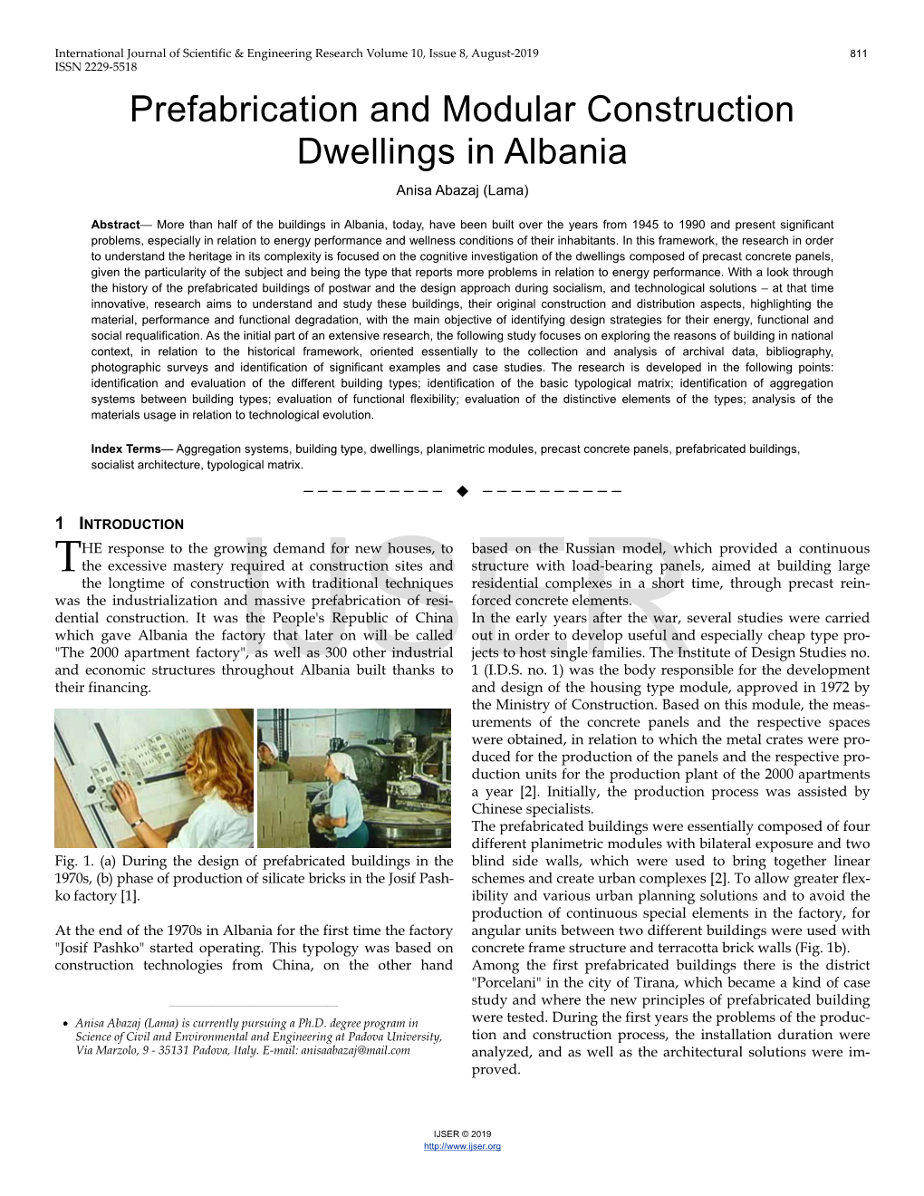 Prefabrication and Modular Construction Dwellings in Albania Anisa Abazaj (Lama)