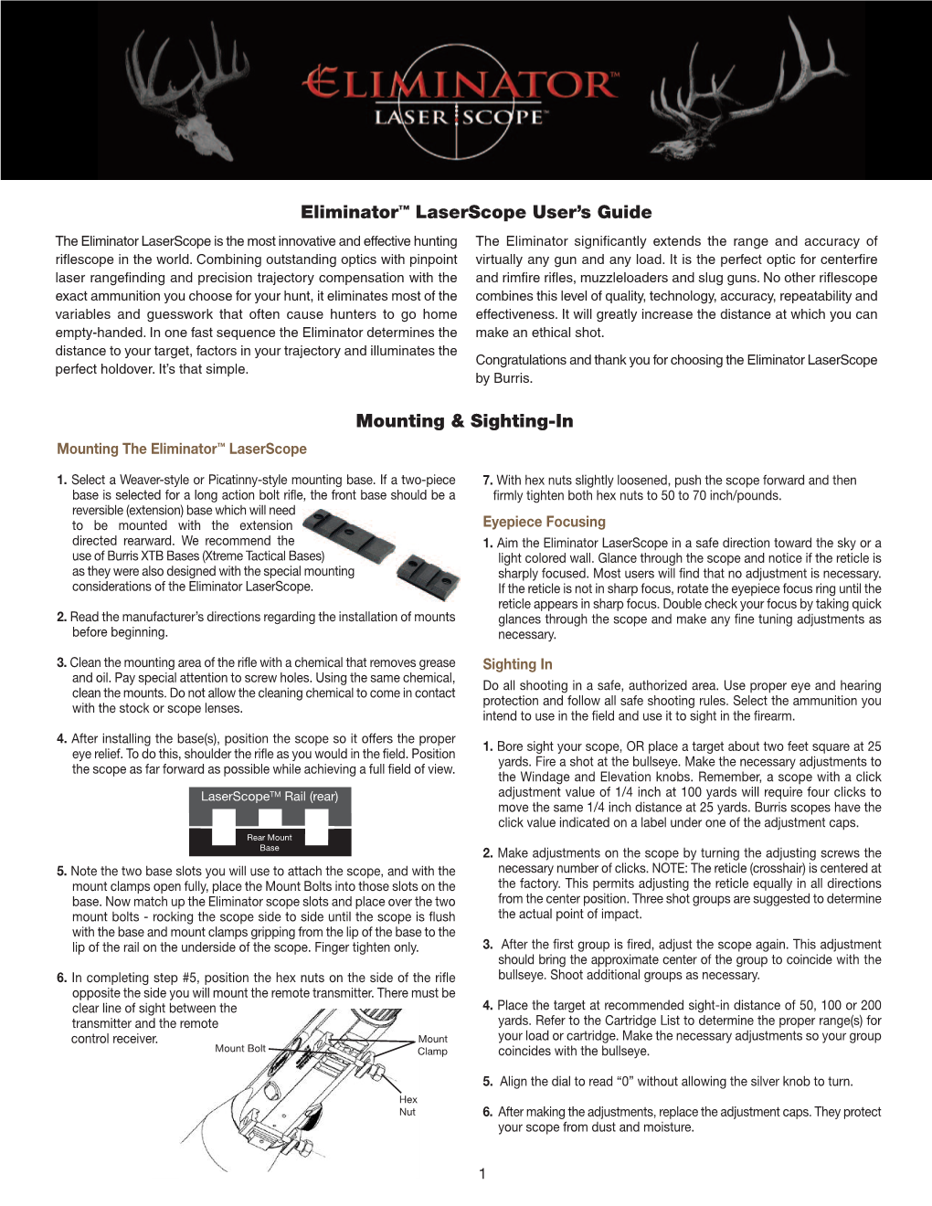 Mounting & Sighting-In Eliminator™ Laserscope User's