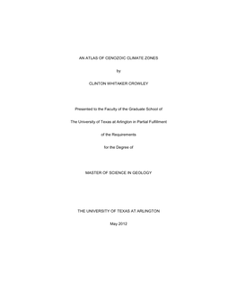 Atlas of Cenozoic Climate Zones 4