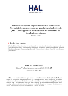 Etude Théorique Et Expérimentale Des Corrections Électrofaibles Au Processus De Production Inclusive De Jets. Développement