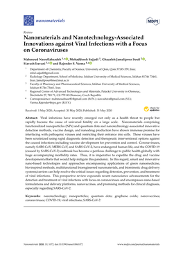 Nanomaterials and Nanotechnology-Associated Innovations Against Viral Infections with a Focus on Coronaviruses