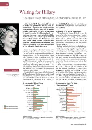 Waiting for Hillary the Media Image of the US in the International Media 05 - 07