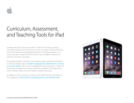 Curriculum, Assessment, and Teaching Tools for Ipad