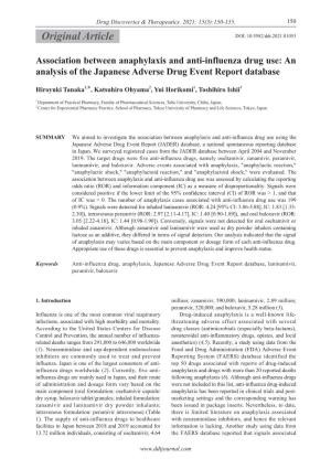 Association Between Anaphylaxis and Anti-Influenza Drug Use: an Analysis of the Japanese Adverse Drug Event Report Database