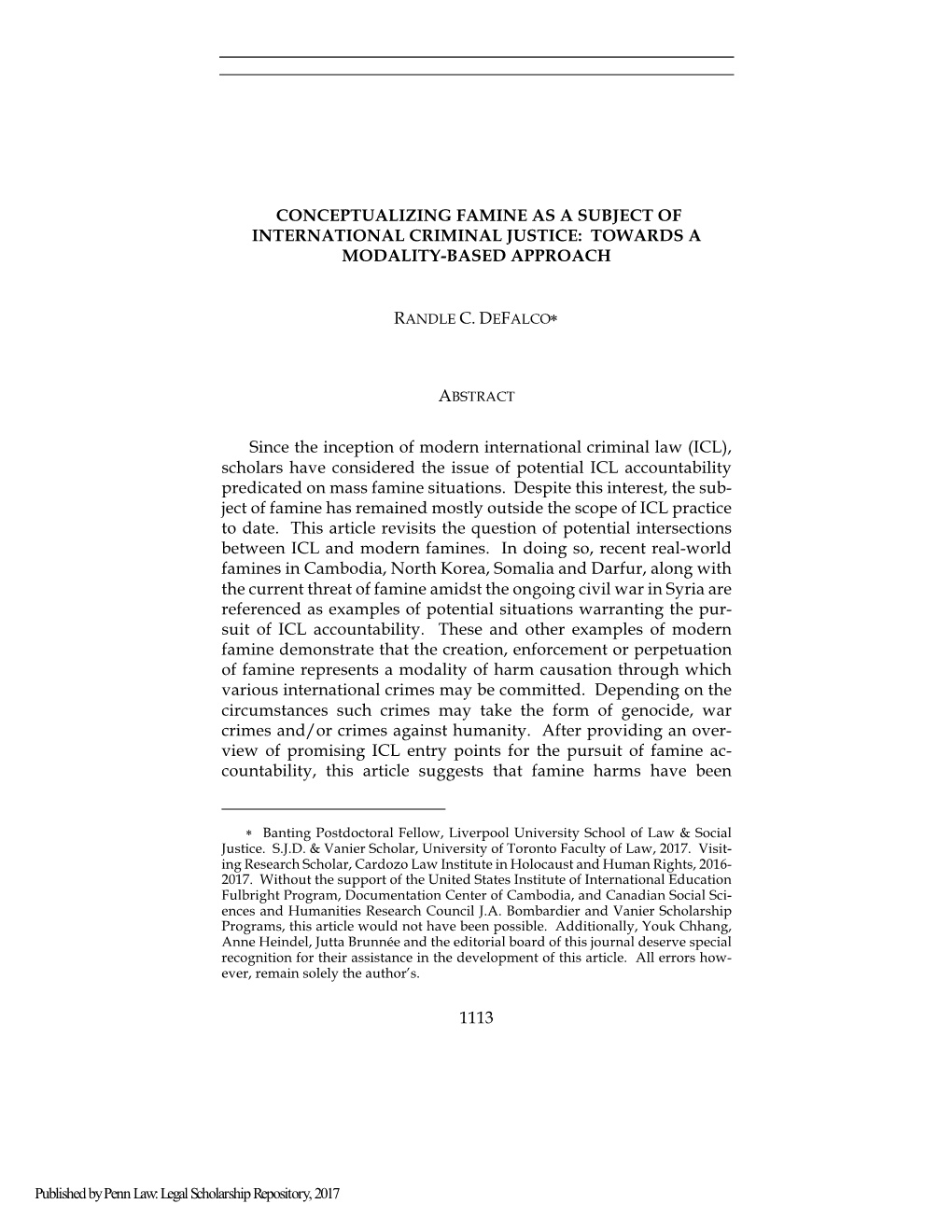 Conceptualizing Famine As a Subject of International Criminal Justice: Towards a Modality-Based Approach