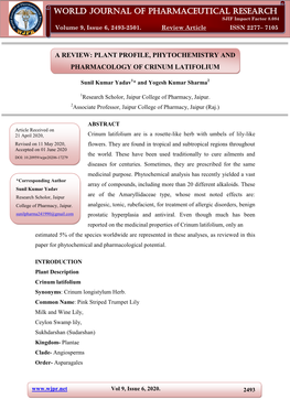 World Journal of Pharmaceutical Research Sunil Et Al