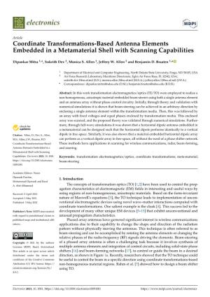 Coordinate Transformations-Based Antenna Elements Embedded in a Metamaterial Shell with Scanning Capabilities