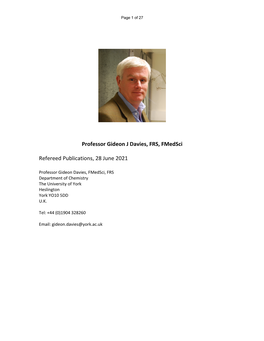 Professor Gideon J Davies, FRS, Fmedsci Refereed Publications, 28