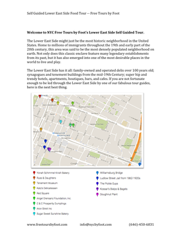 Self Guided Lower East Side Food Tour -‐-‐ Free Tours by Foot