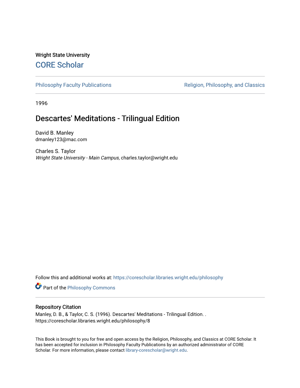 Descartes' Meditations - Trilingual Edition