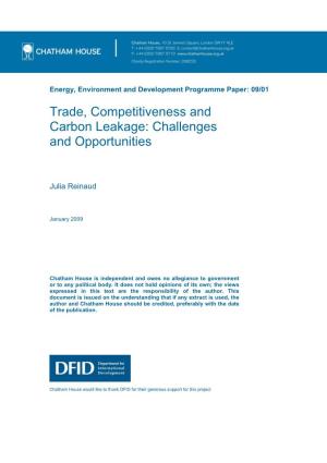 Trade, Competitiveness and Carbon Leakage: Challenges and Opportunities