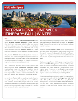 International One Week Itinerary-Fall | Winter