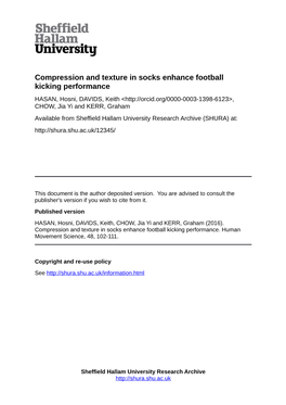 Compression and Texture in Socks Enhance Football Kicking Performance