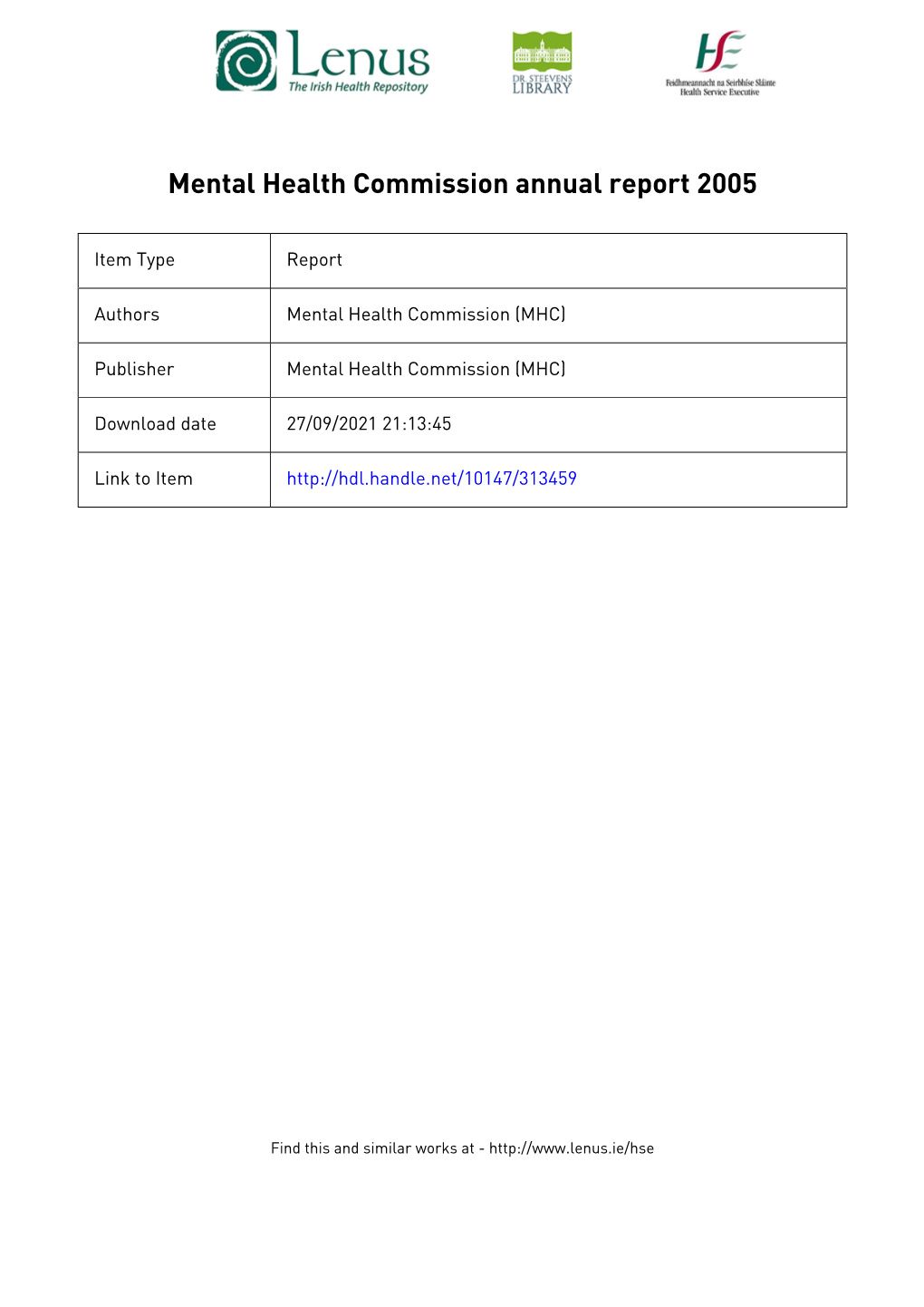 Mental Health Commission Annual Report 2005