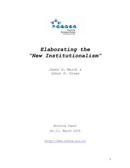 Elaborating the “New Institutionalism”