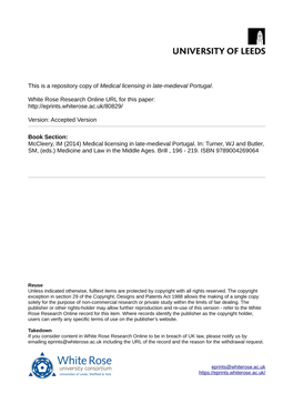 Medical Licensing in Late-Medieval Portugal