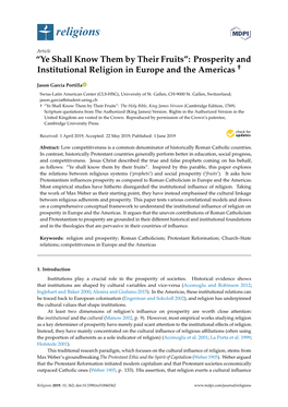 Prosperity and Institutional Religion in Europe and the Americas