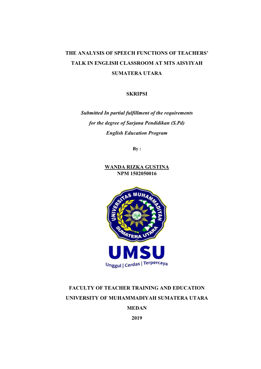 The Analysis of Speech Functions of Teachers' Talk