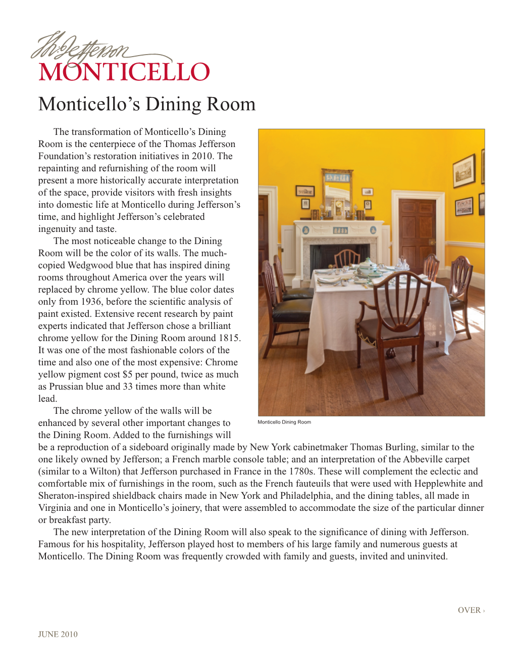 Monticello's Dining Room