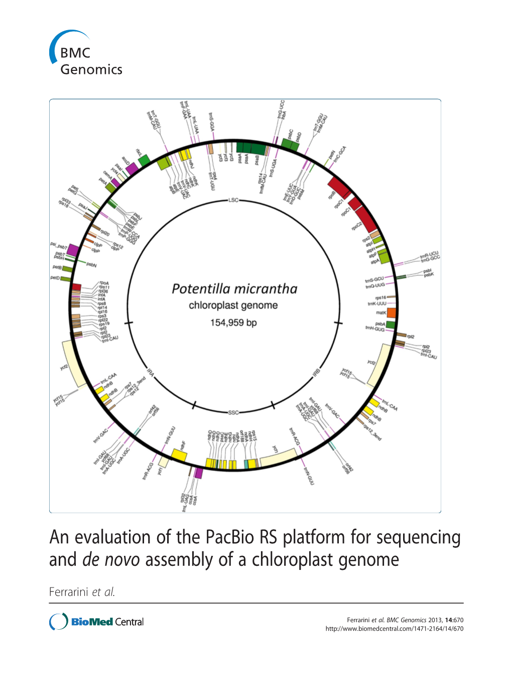 An Evaluation of the Pacbio RS Platform for Sequencing and De Novo Assembly of a Chloroplast Genome