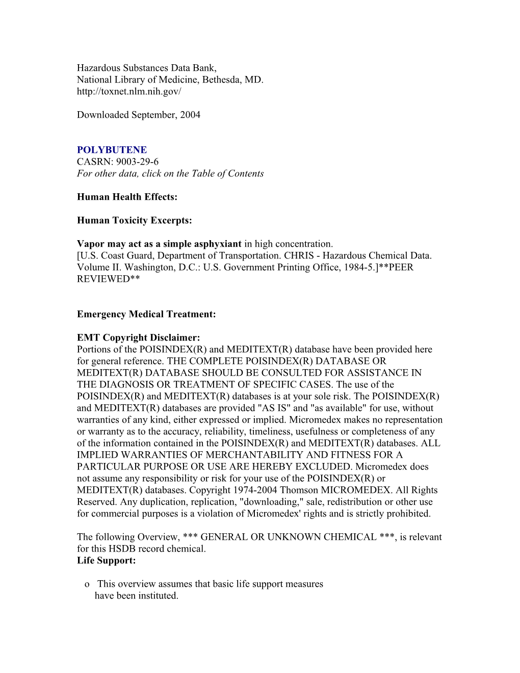 Hazardous Substances Data Bank s1