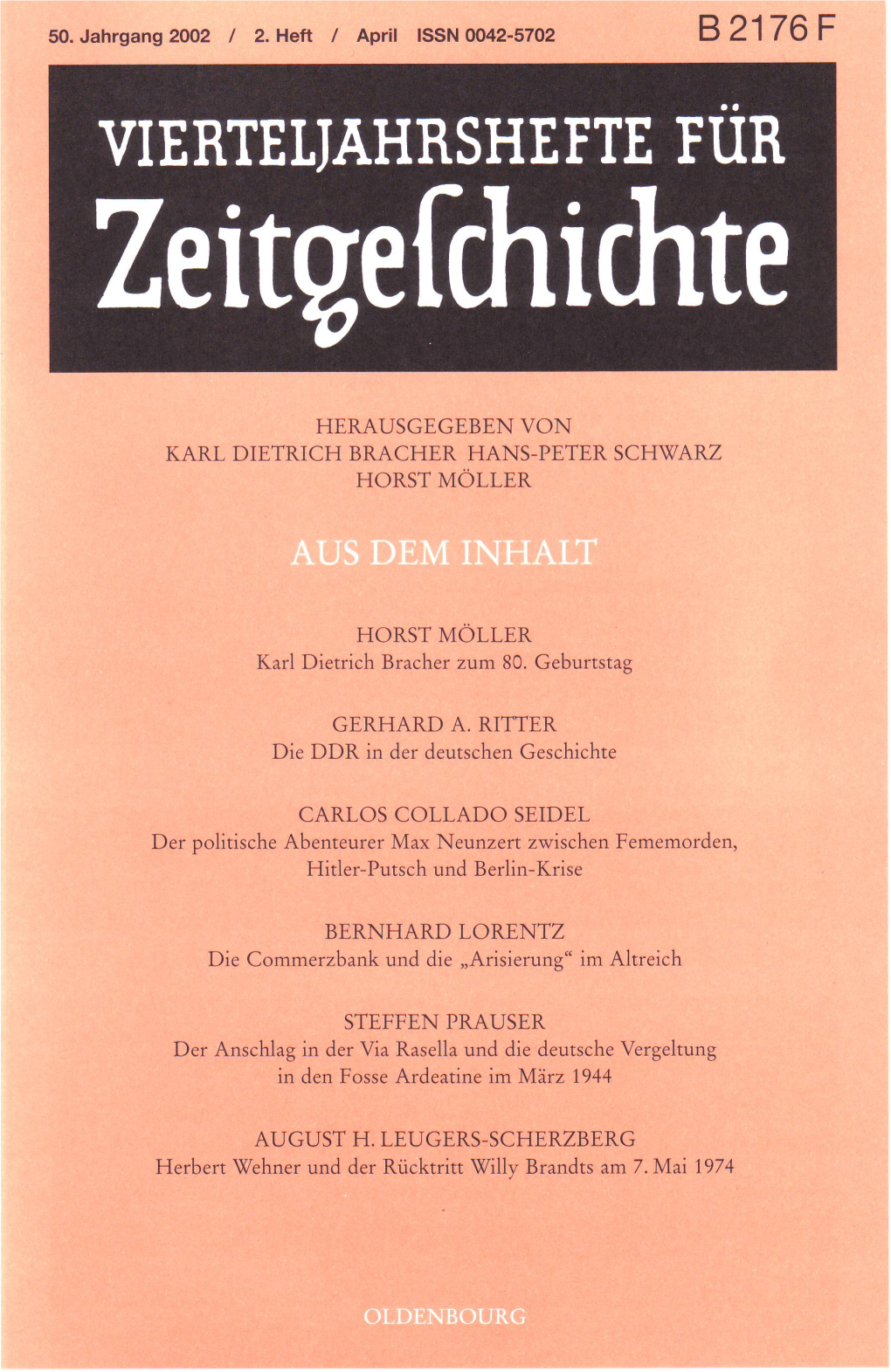 Vierteljahrshefte Für Zeitgeschichte Jahrgang 50(2002) Heft 2