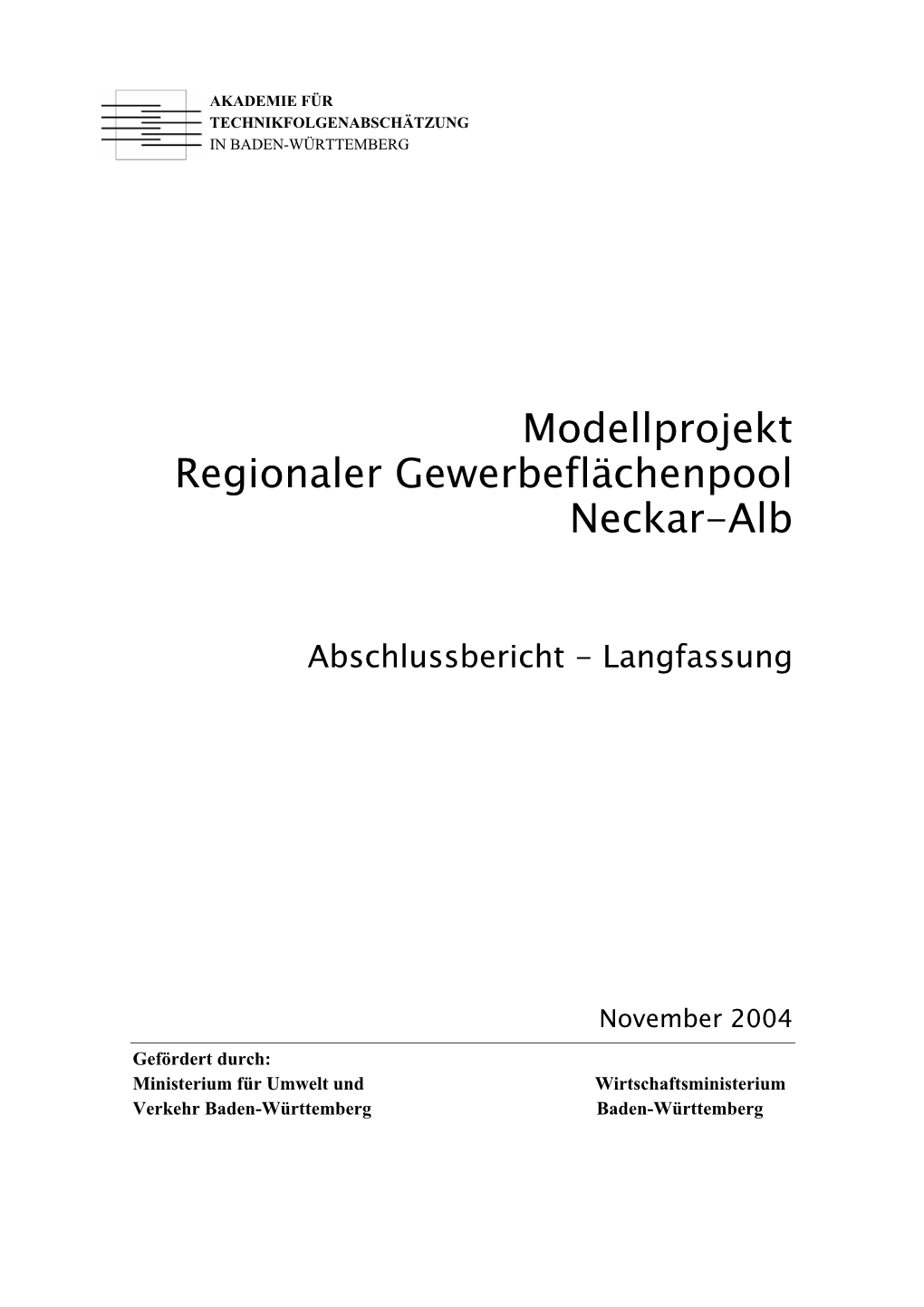 Modellprojekt Regionaler Gewerbeflächenpool Neckar-Alb