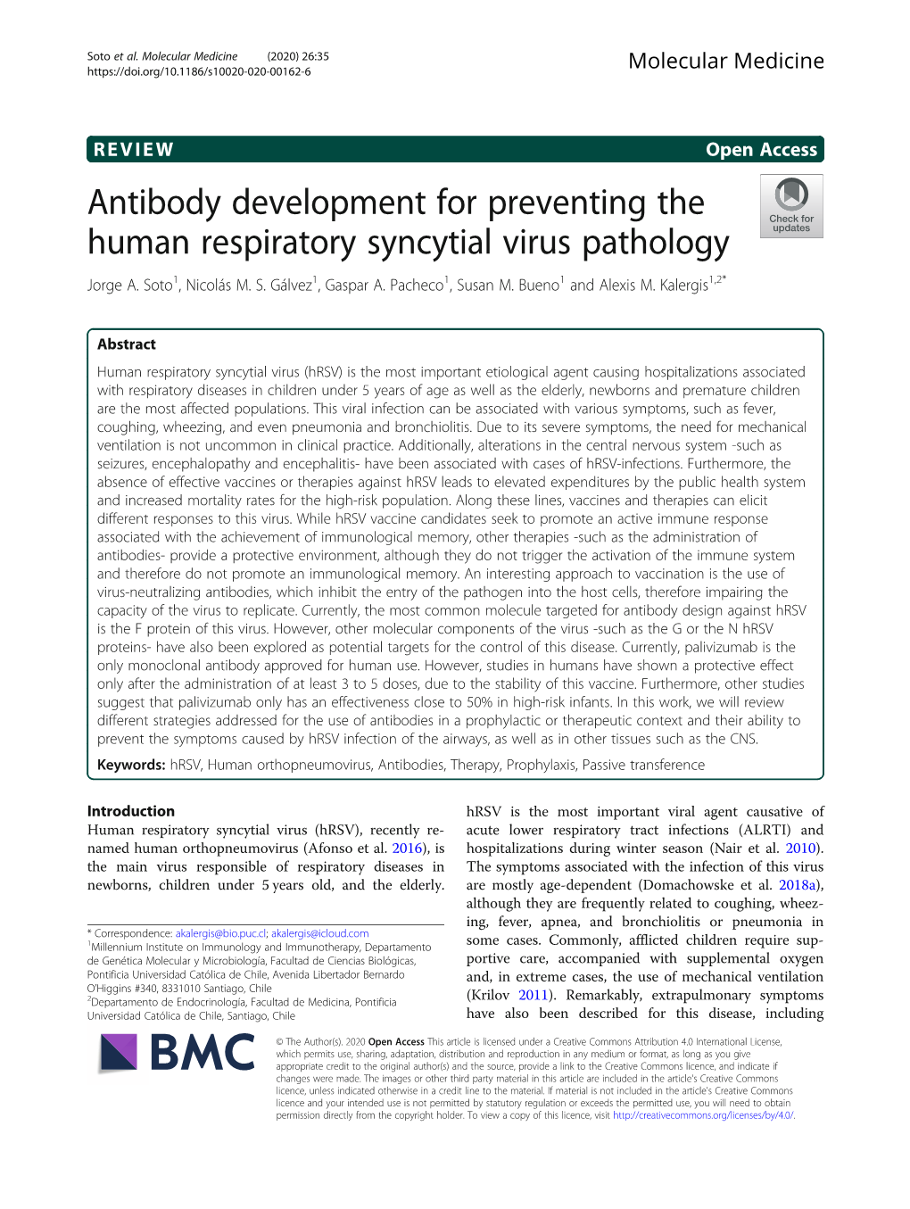Antibody Development for Preventing the Human Respiratory Syncytial Virus Pathology Jorge A