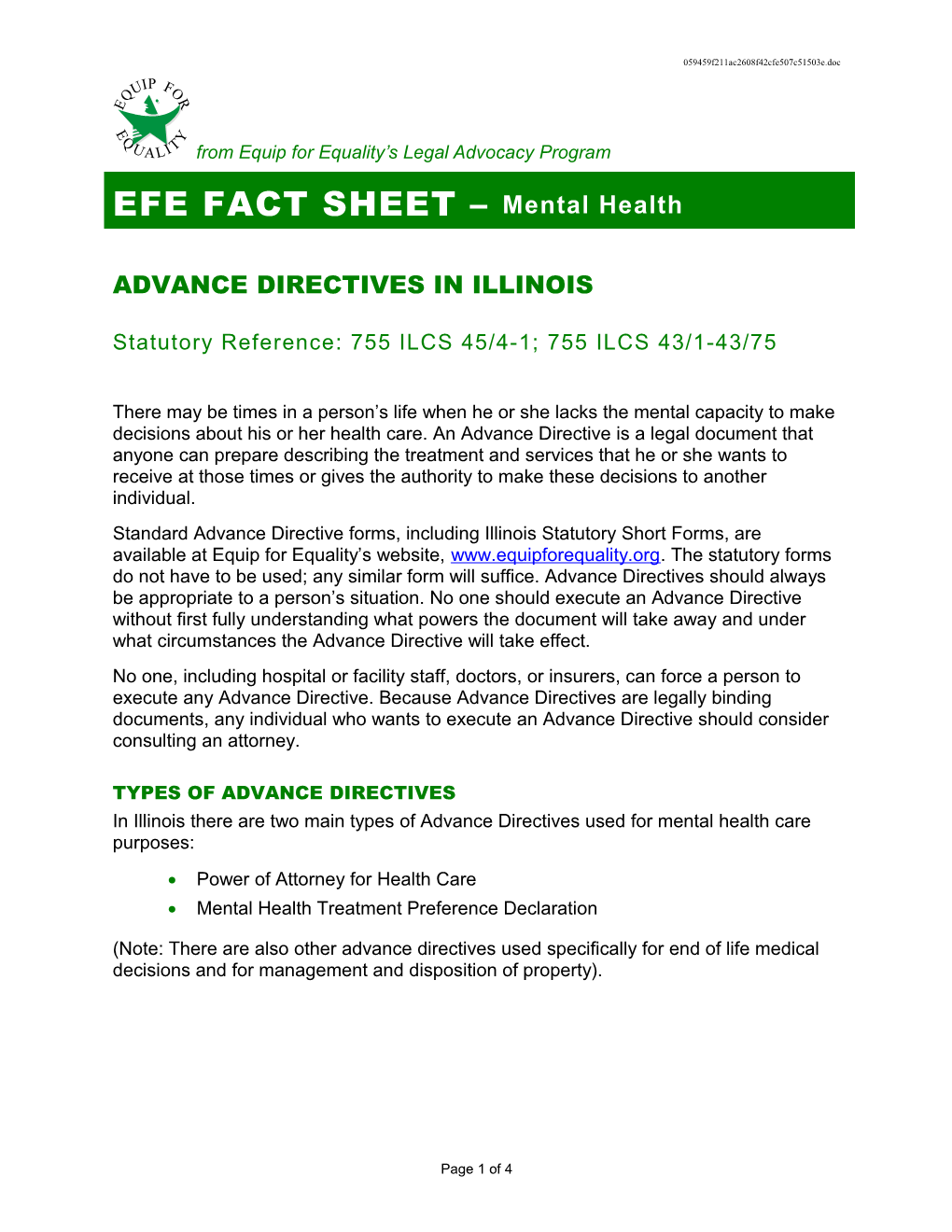 Fact Sheet Advance Directives